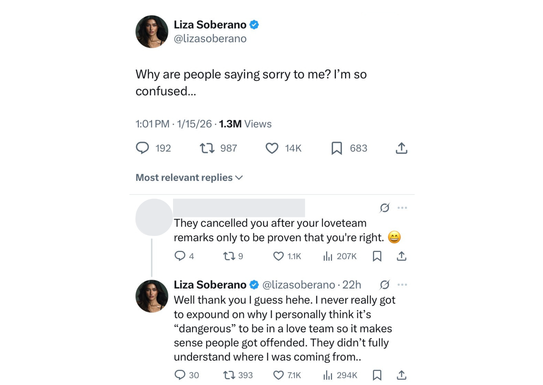 screenshot under Liza Soberano's tweet